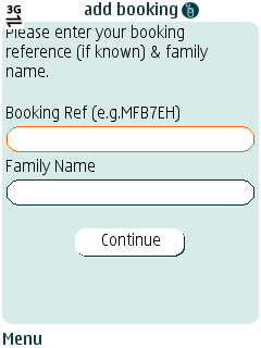 mPass add booking screen