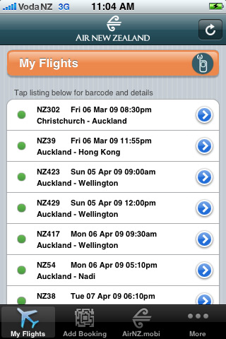 Flights list screen